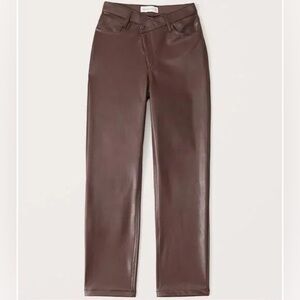 Abercrombie & Fitch Crossover Waist Vegan Leather Dad Pants Size 10 Long